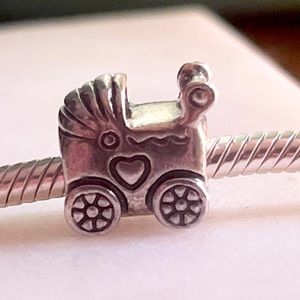 Pandora baby carriage bead, sterling silver, authentic